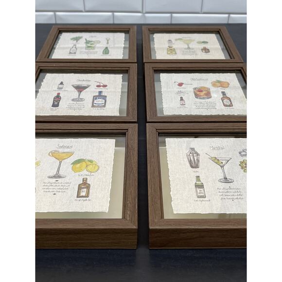 Set of 6 Classic Cocktail Recipe Shadow Box Wall Art - Picture 8 of 9
